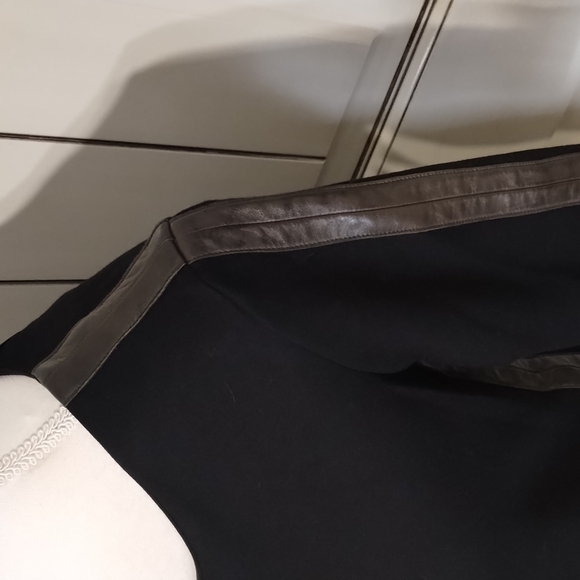 SANDRO H12 Rythme Black Dress Lamb Leather Trim Feel Sleeves Size 3 GORG… - Picture 3 of 13